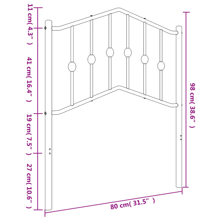 Hoofdbord Metaal 75 cm Wit