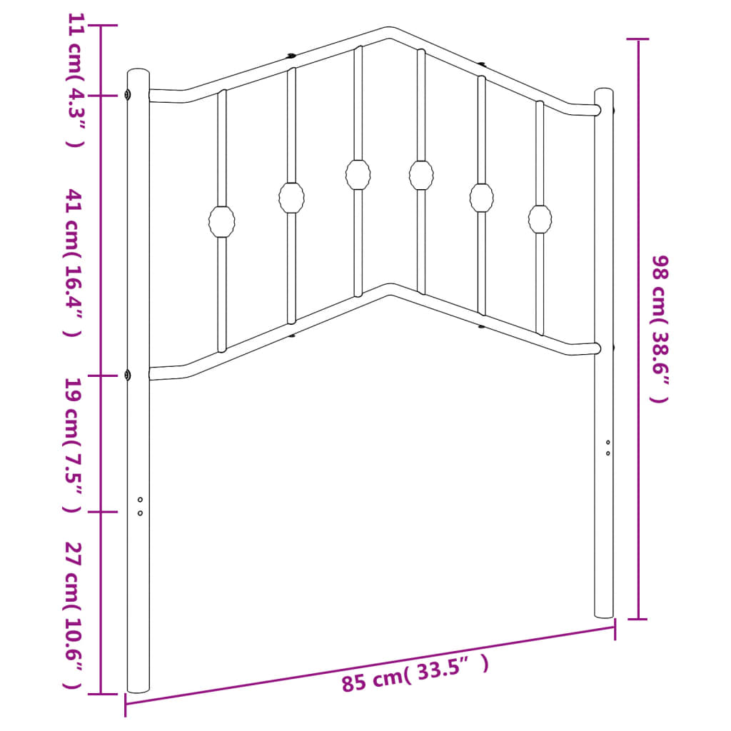 Hoofdbord Metaal 80 cm Wit