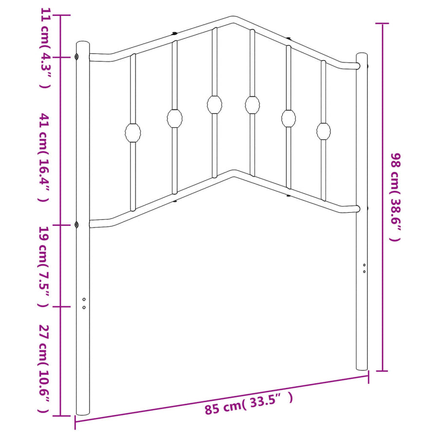 Hoofdbord Metaal 80 cm Wit