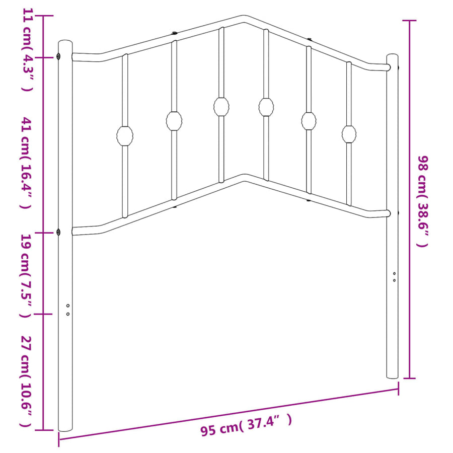 Hoofdbord Metaal 90 cm Wit