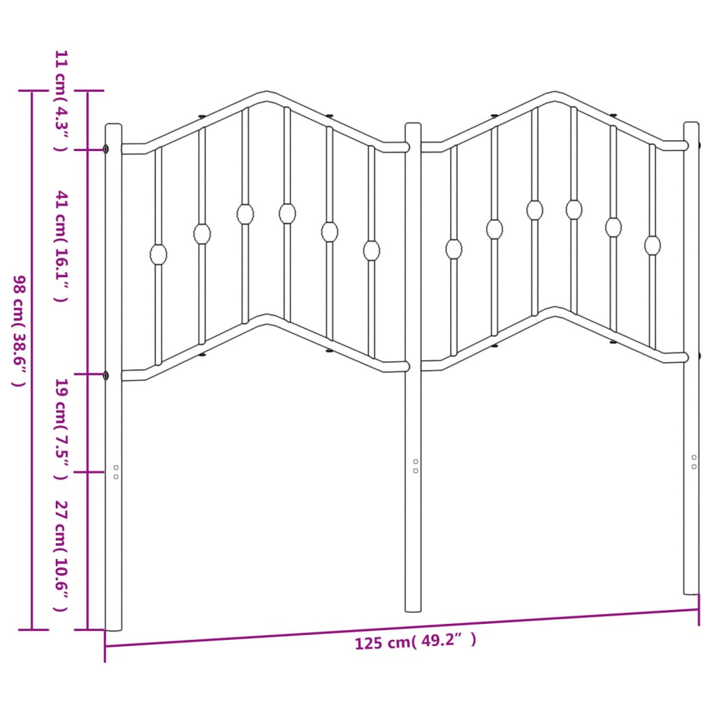 Hoofdbord Metaal 120 cm Wit