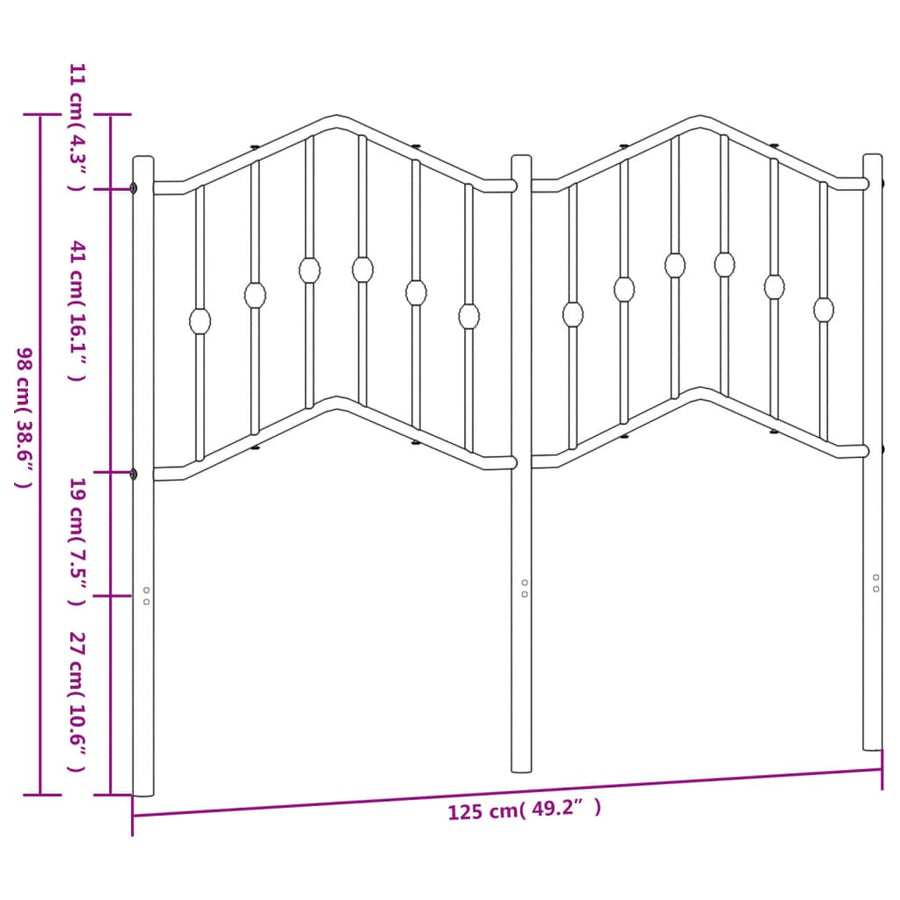 Hoofdbord Metaal 120 cm Wit