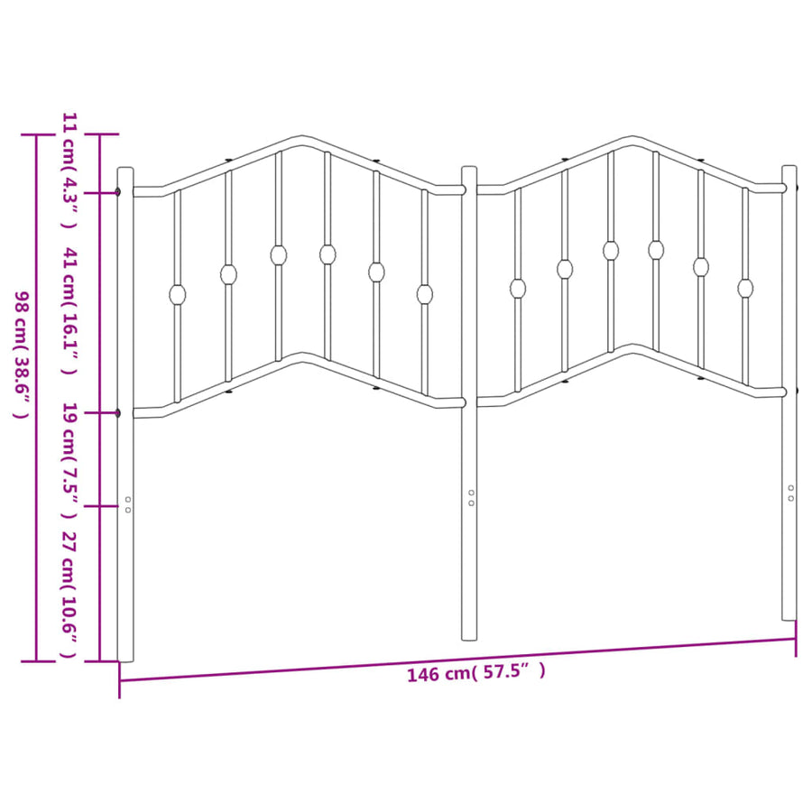 Hoofdbord Metaal 140 cm Wit