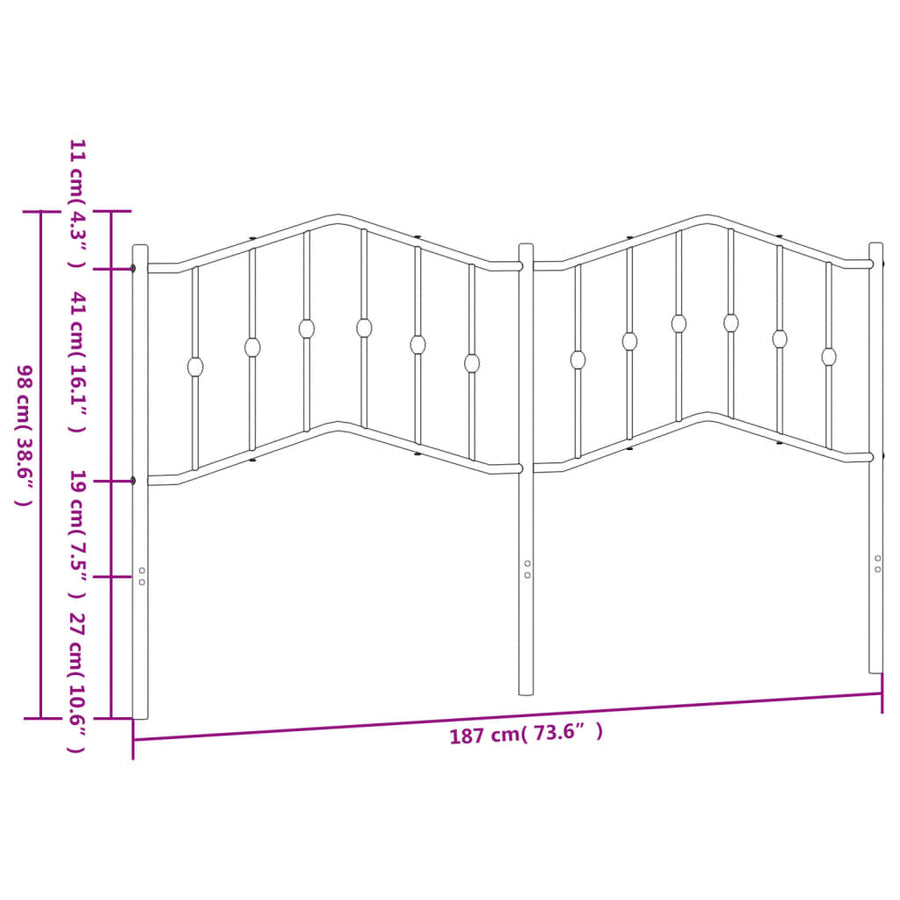 Hoofdbord Metaal 180 cm Wit