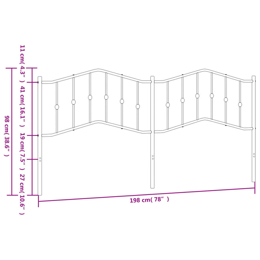 Hoofdbord Metaal 193 cm Wit
