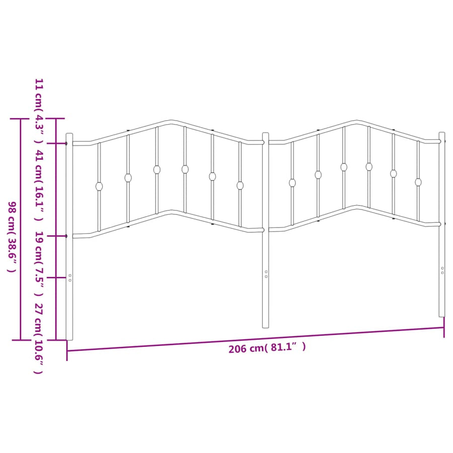 Hoofdbord Metaal 200 cm Wit