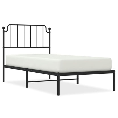 Bedframe Metaal 90 x 200 cm Zwart met hoofdbord
