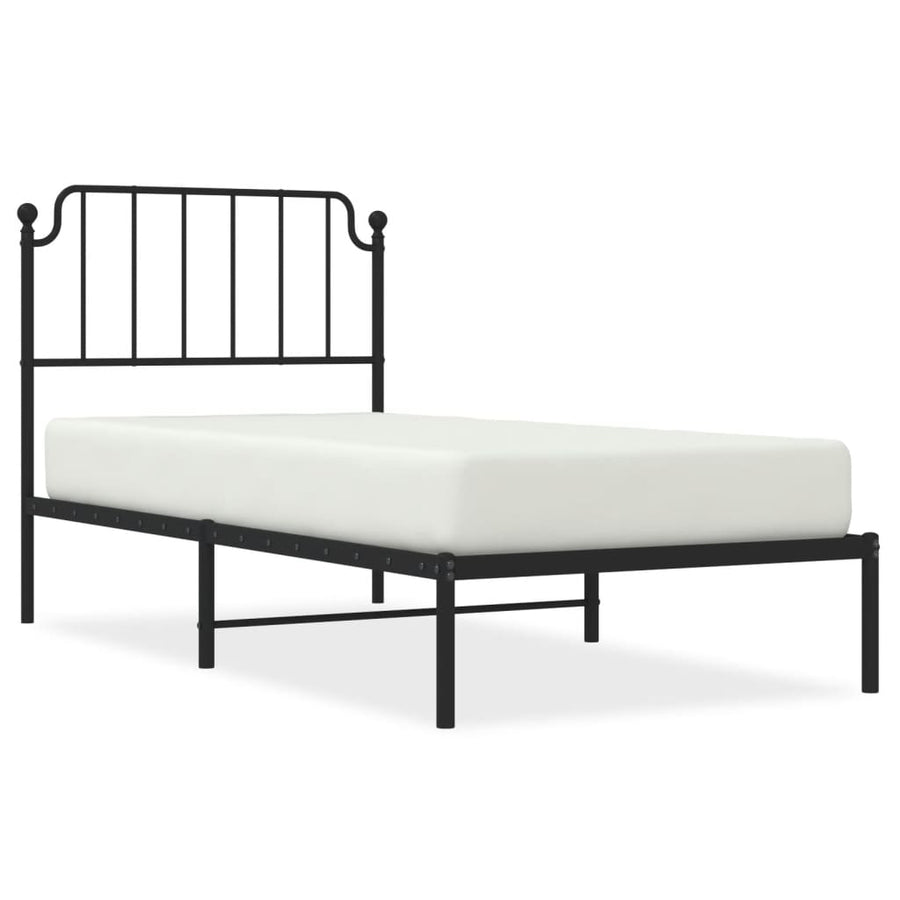 Bedframe Metaal 90 x 200 cm Zwart met hoofdbord