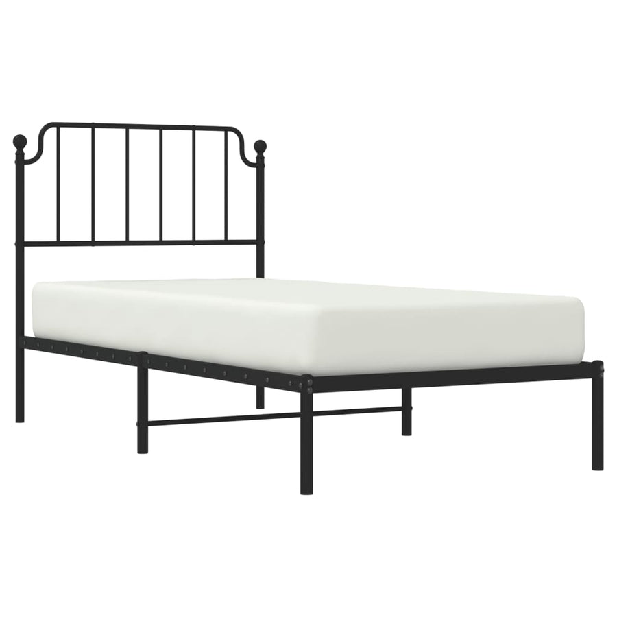 Bedframe Metaal 90 x 200 cm Zwart met hoofdbord