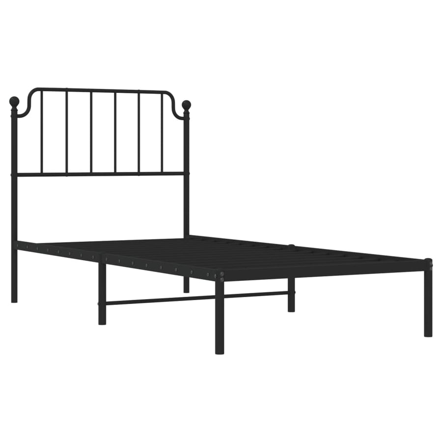 Bedframe Metaal 90 x 200 cm Zwart met hoofdbord