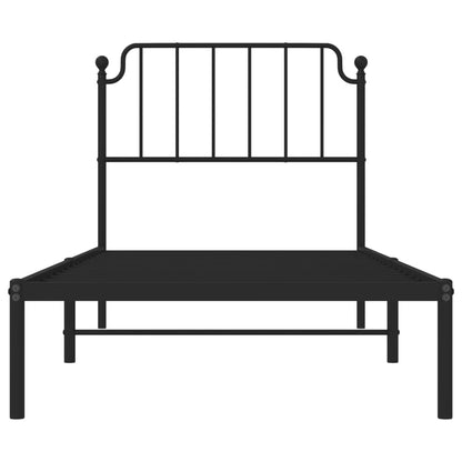 Bedframe Metaal 90 x 200 cm Zwart met hoofdbord