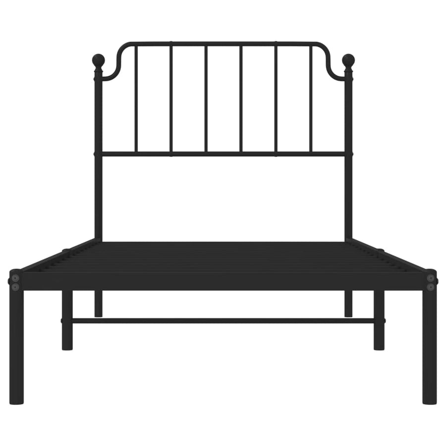 Bedframe Metaal 90 x 200 cm Zwart met hoofdbord