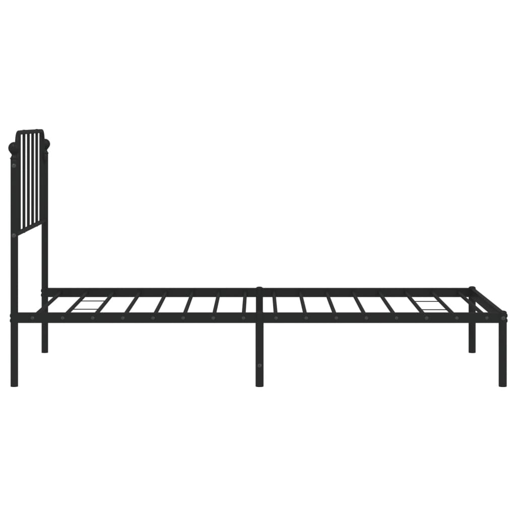Bedframe Metaal 90 x 200 cm Zwart met hoofdbord