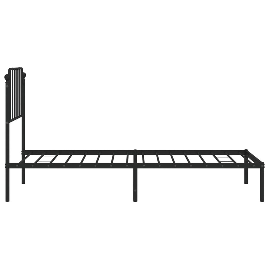 Bedframe Metaal 90 x 200 cm Zwart met hoofdbord