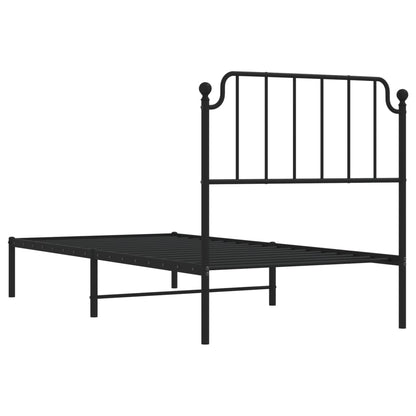 Bedframe Metaal 90 x 200 cm Zwart met hoofdbord