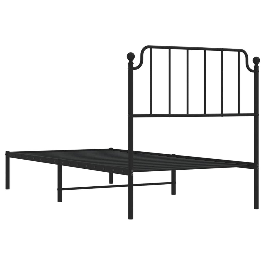 Bedframe Metaal 90 x 200 cm Zwart met hoofdbord