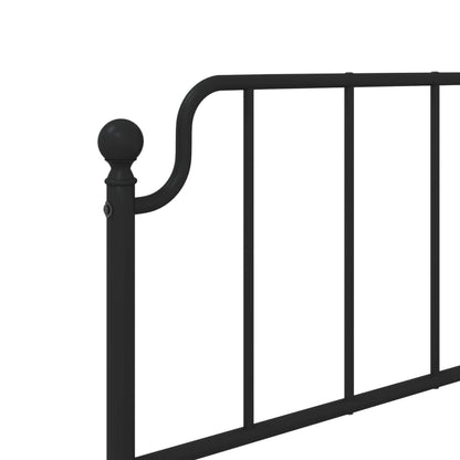 Bedframe Metaal 90 x 200 cm Zwart met hoofdbord
