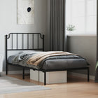 Bedframe Metaal 100 x 190 cm Zwart met hoofdbord