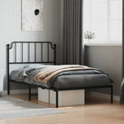 Bedframe Metaal 100 x 200 cm Zwart met hoofdbord