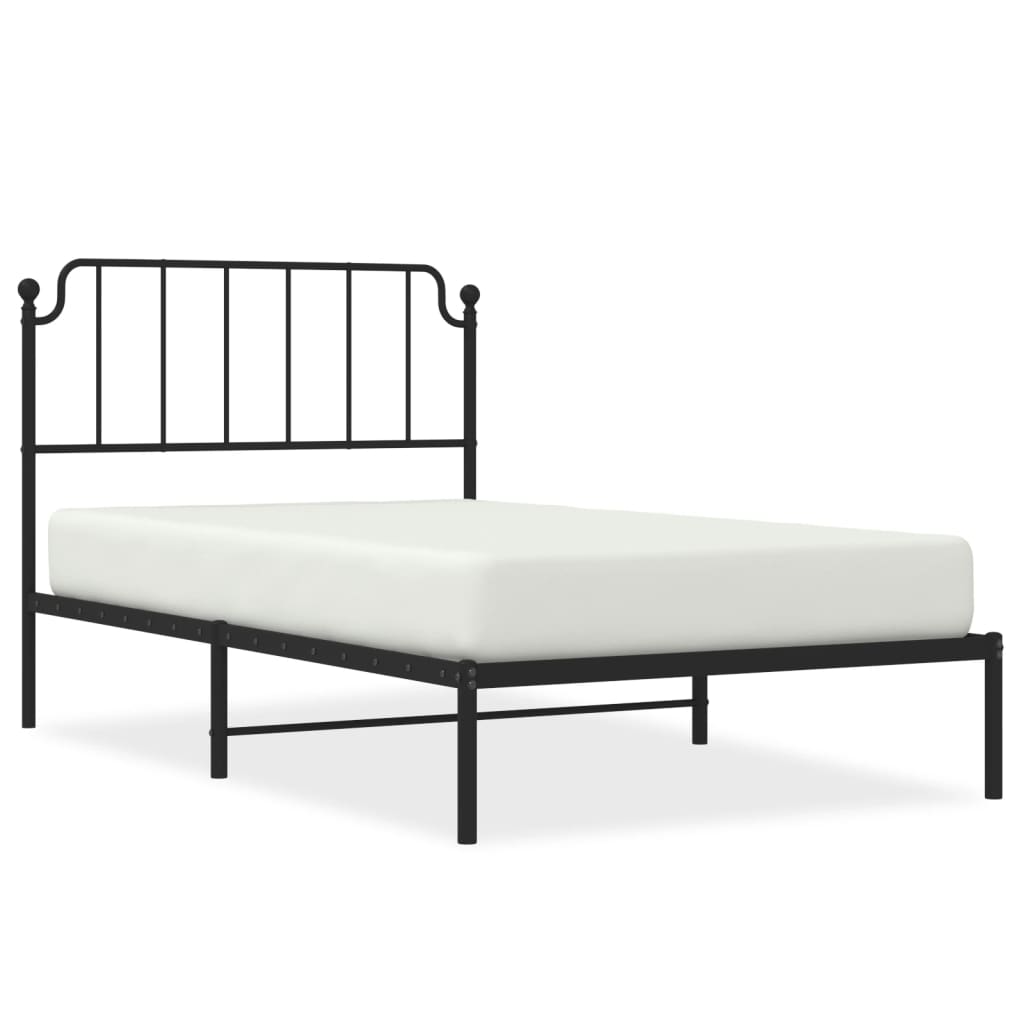 Bedframe Metaal 107 x 203 cm Zwart met hoofdbord