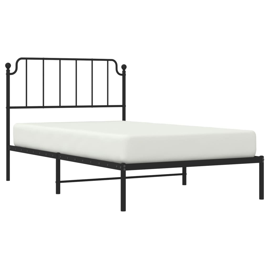 Bedframe Metaal 107 x 203 cm Zwart met hoofdbord
