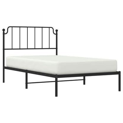 Bedframe Metaal 107 x 203 cm Zwart met hoofdbord