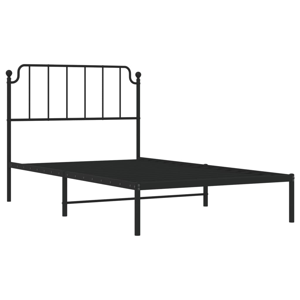 Bedframe Metaal 107 x 203 cm Zwart met hoofdbord