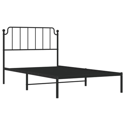 Bedframe Metaal 107 x 203 cm Zwart met hoofdbord