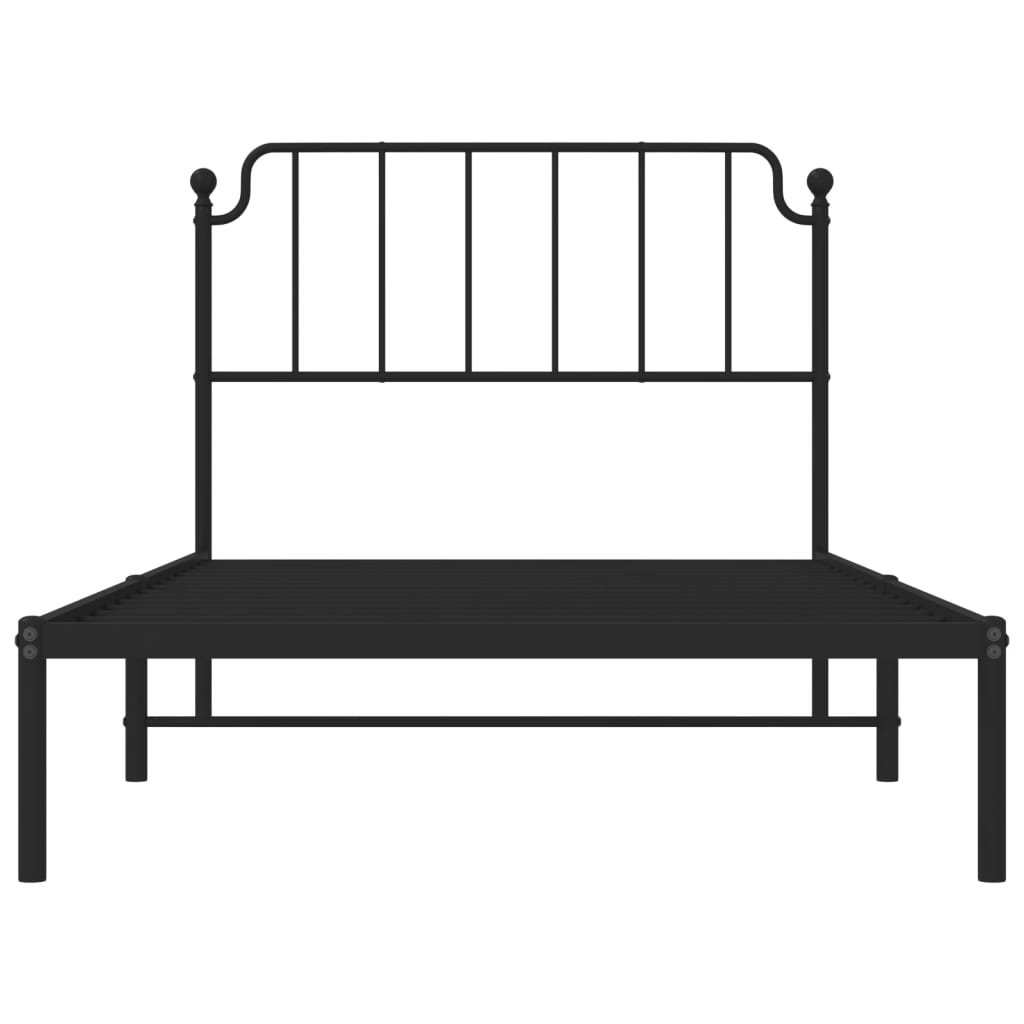 Bedframe Metaal 107 x 203 cm Zwart met hoofdbord
