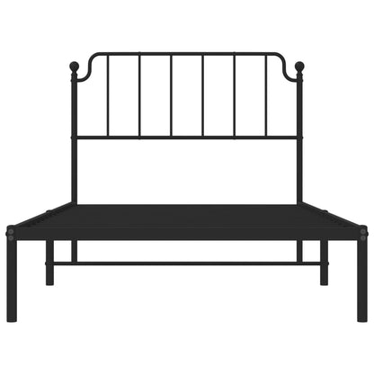 Bedframe Metaal 107 x 203 cm Zwart met hoofdbord