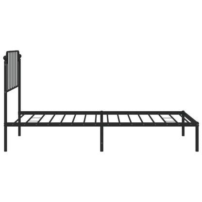 Bedframe Metaal 107 x 203 cm Zwart met hoofdbord