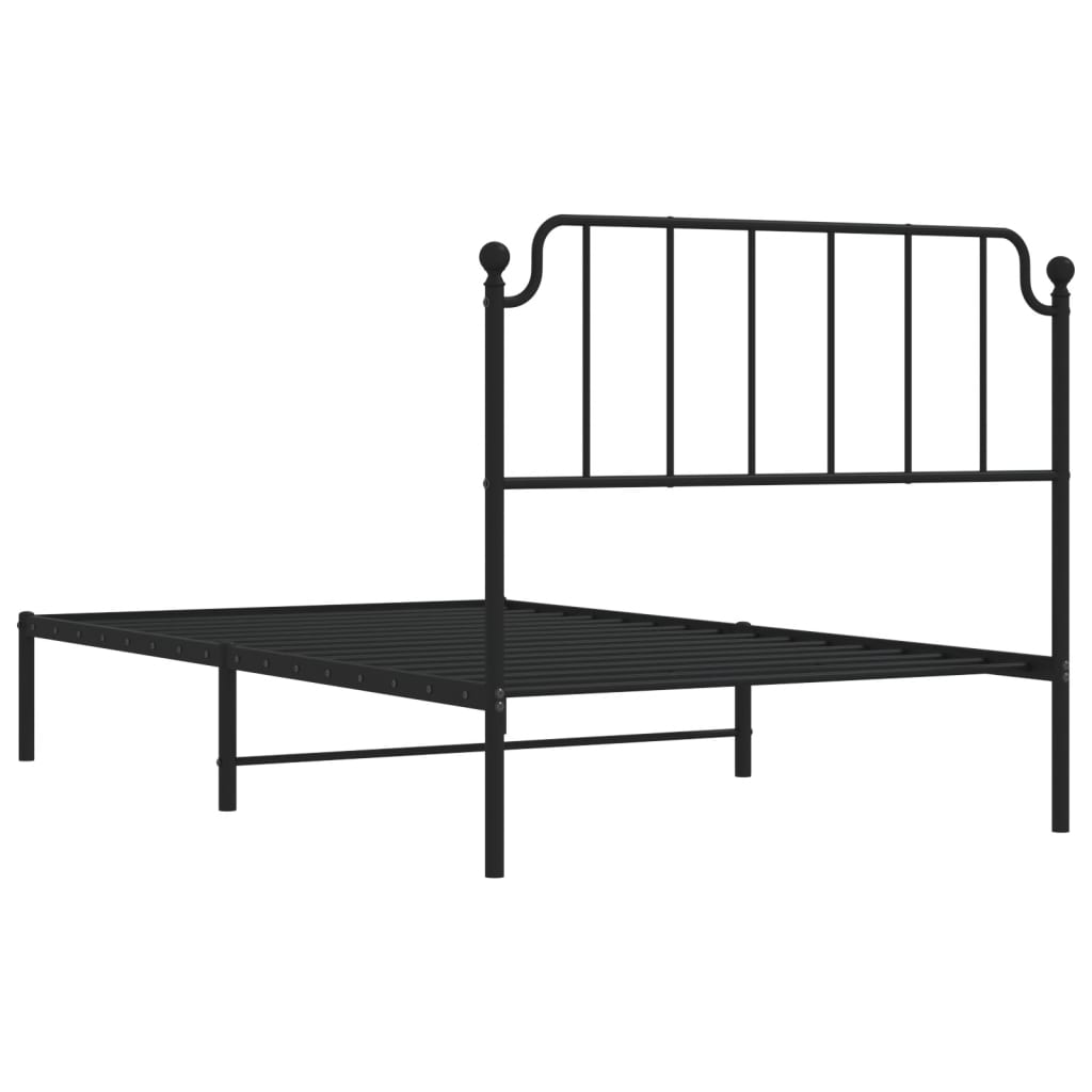 Bedframe Metaal 107 x 203 cm Zwart met hoofdbord