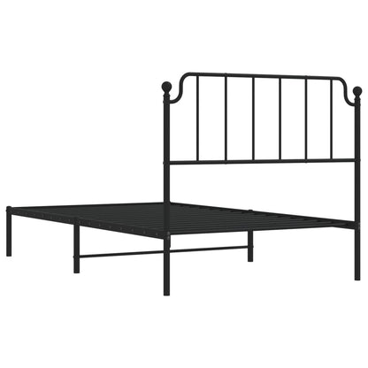 Bedframe Metaal 107 x 203 cm Zwart met hoofdbord