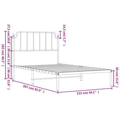 Bedframe Metaal 107 x 203 cm Zwart met hoofdbord