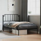 Black metal bed frame with headboard 107x203 cm