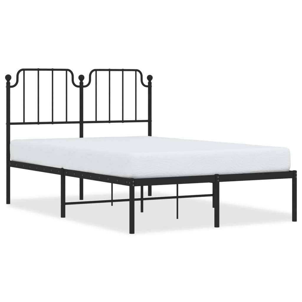 Bedframe Metaal 120 x 190 cm Zwart met hoofdbord