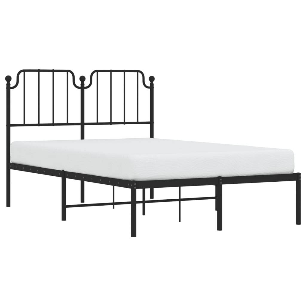 Bedframe Metaal 120 x 190 cm Zwart met hoofdbord