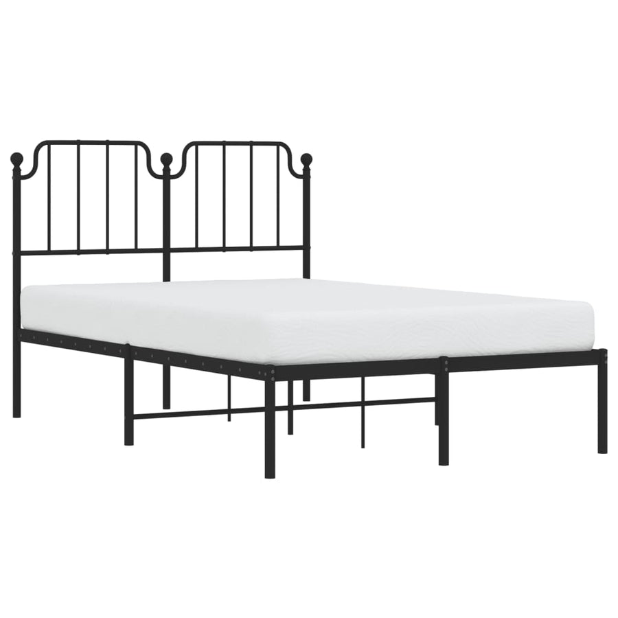 Bedframe Metaal 120 x 190 cm Zwart met hoofdbord