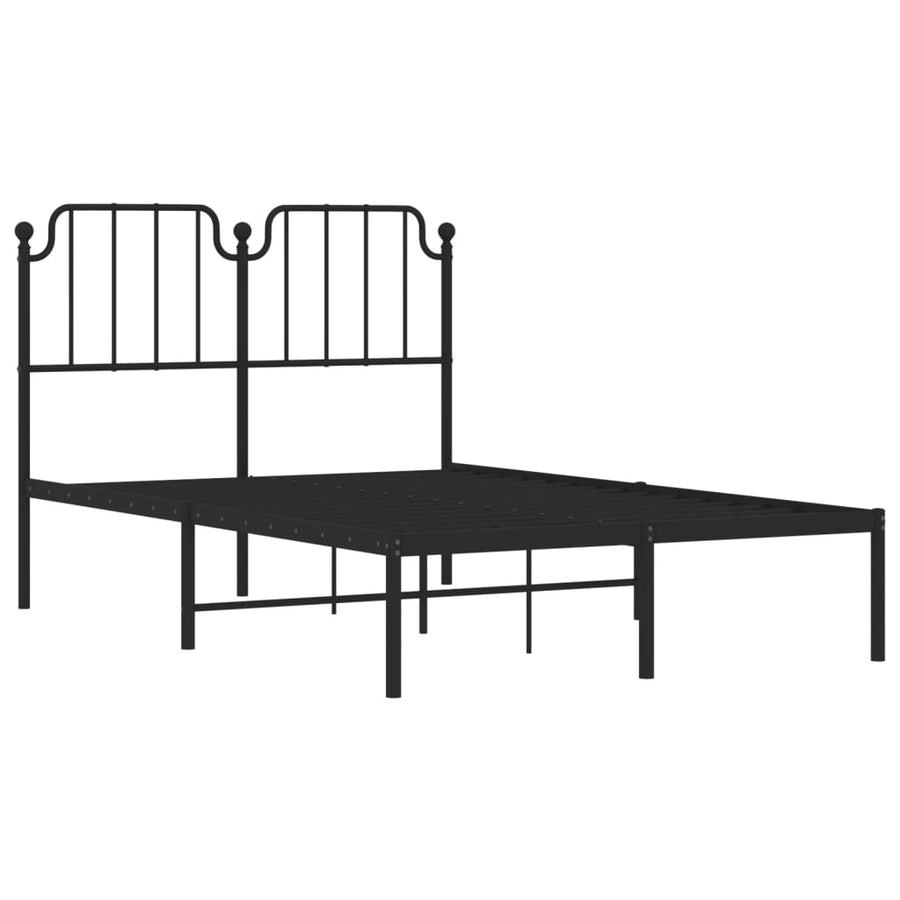 Bedframe Metaal 120 x 190 cm Zwart met hoofdbord