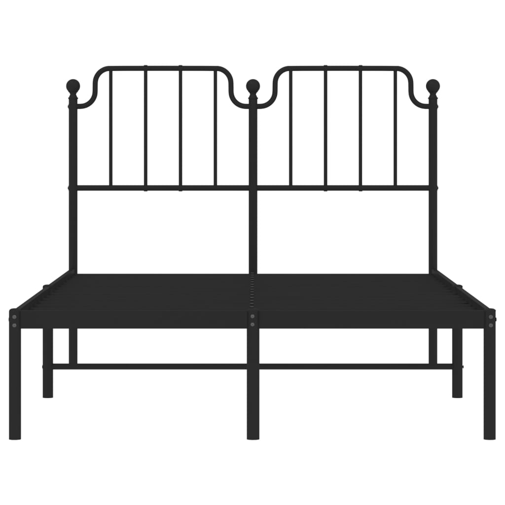 Bedframe Metaal 120 x 190 cm Zwart met hoofdbord