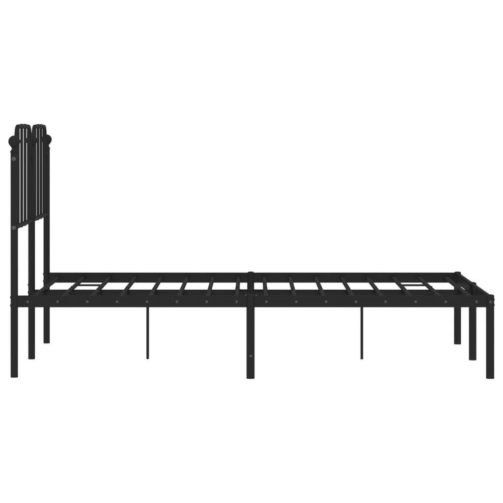 Bedframe Metaal 120 x 190 cm Zwart met hoofdbord