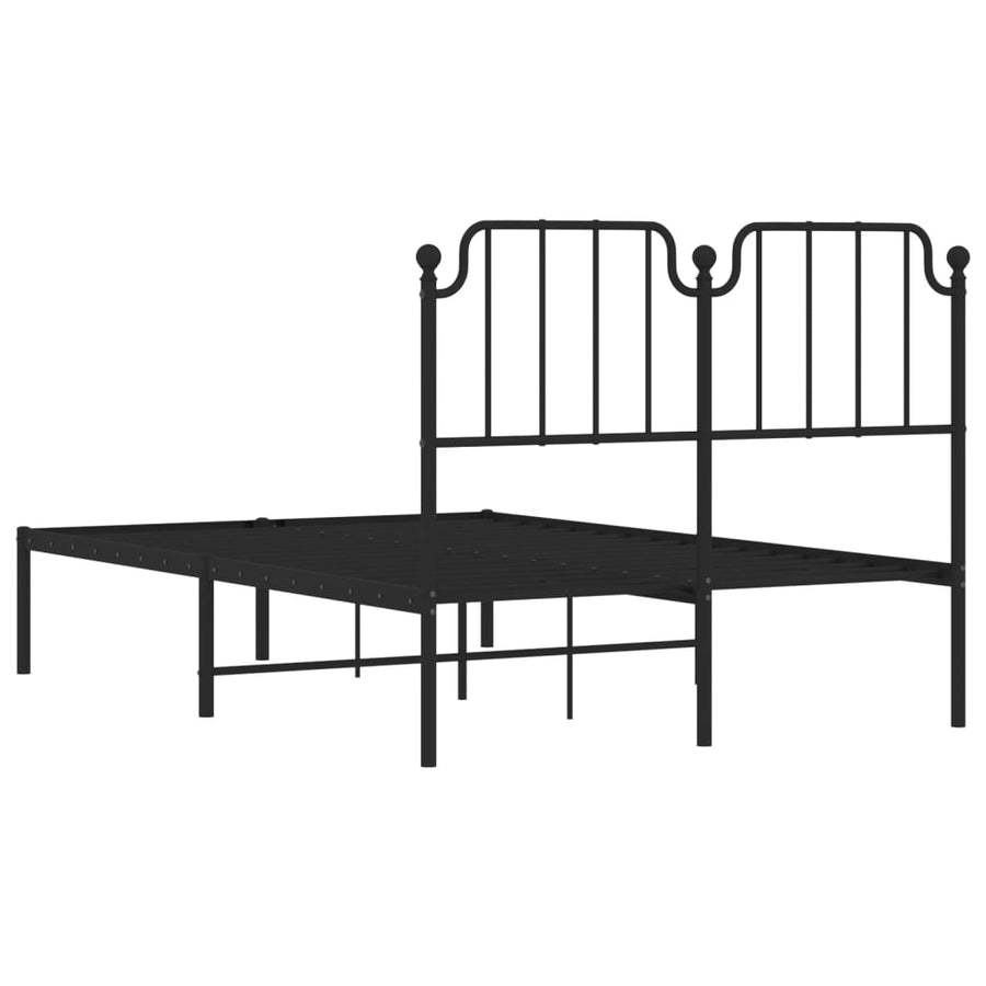 Bedframe Metaal 120 x 190 cm Zwart met hoofdbord