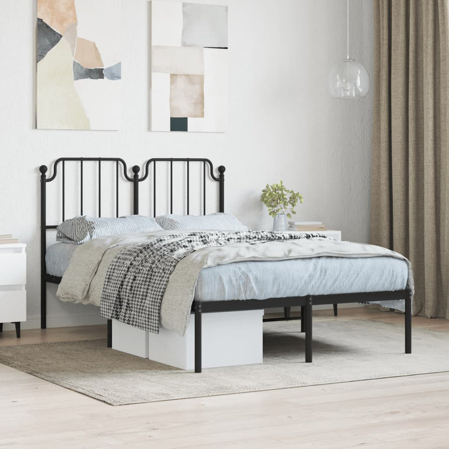 Bedframe Metaal 120 x 190 cm Zwart met hoofdbord