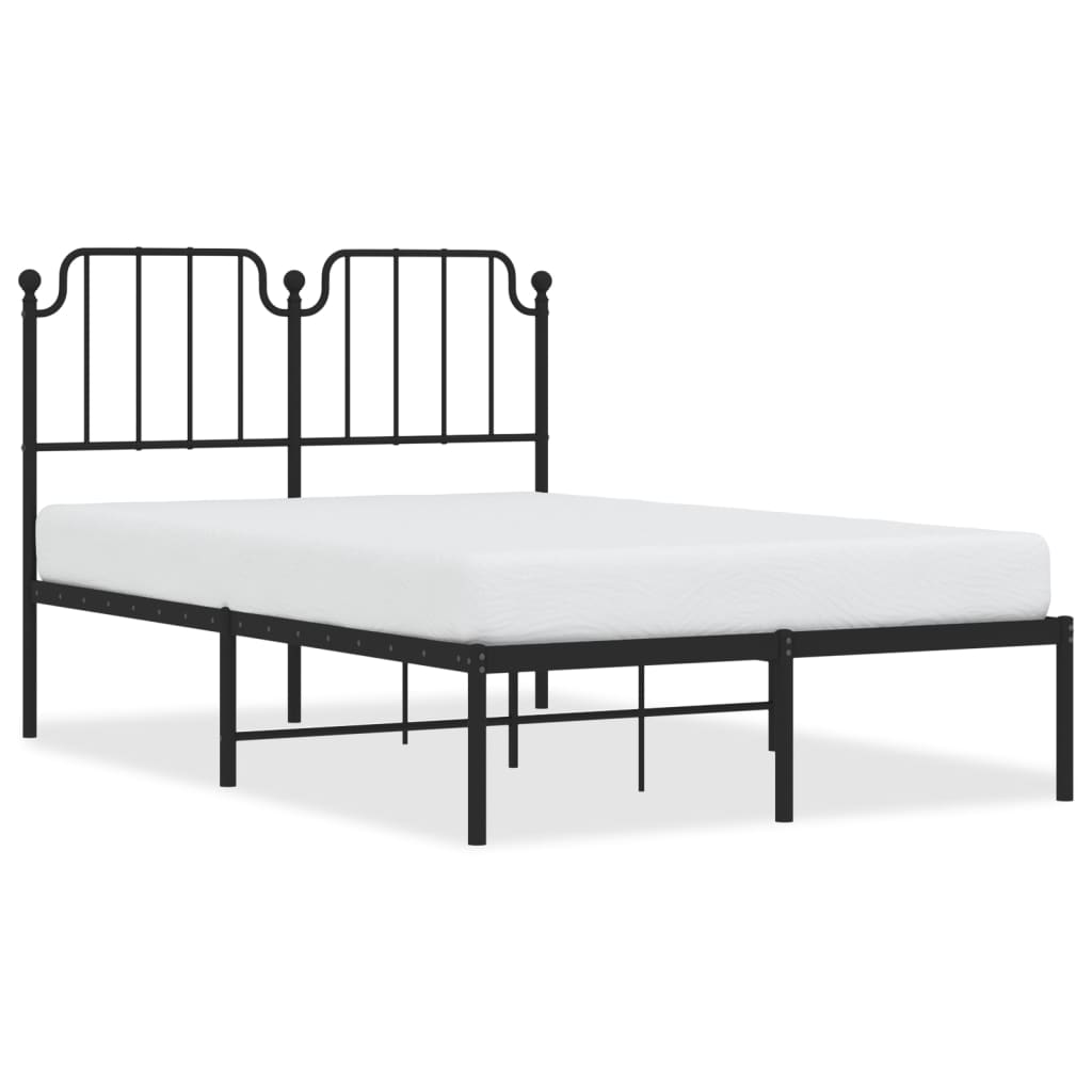 Bedframe Metaal 120 x 200 cm Zwart met hoofdbord