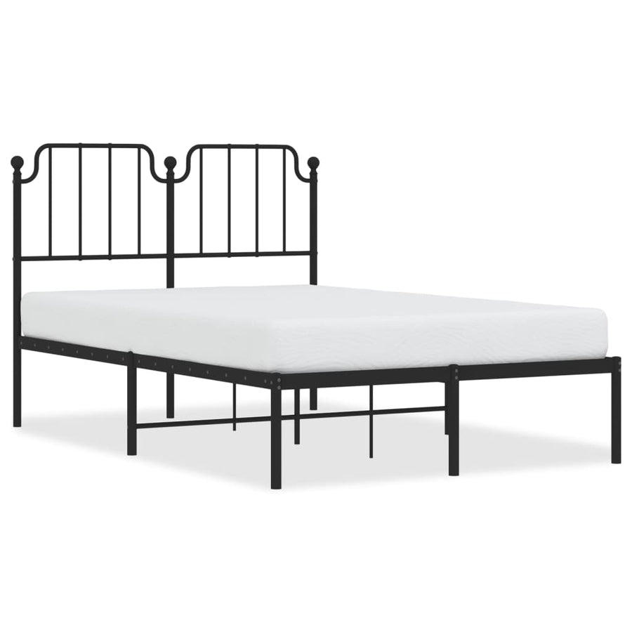 Bedframe Metaal 120 x 200 cm Zwart met hoofdbord