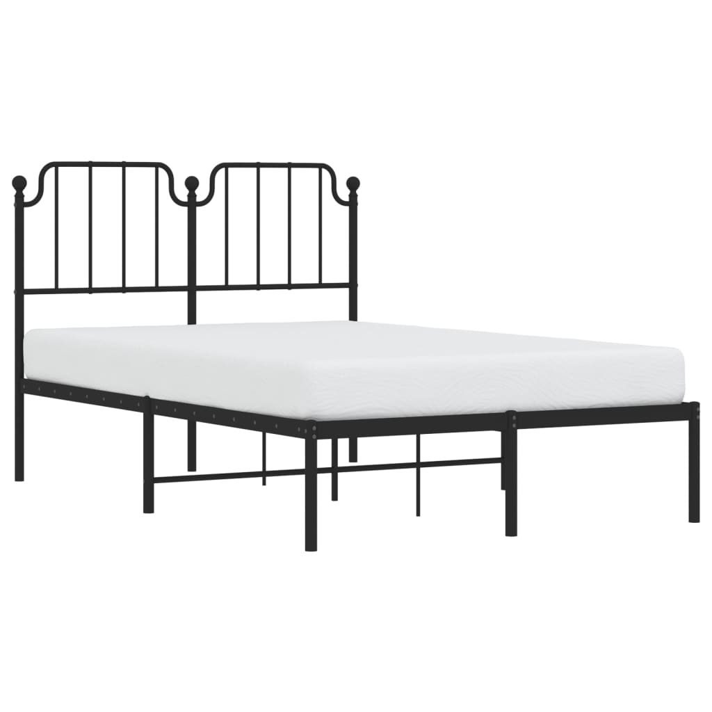 Bedframe Metaal 120 x 200 cm Zwart met hoofdbord