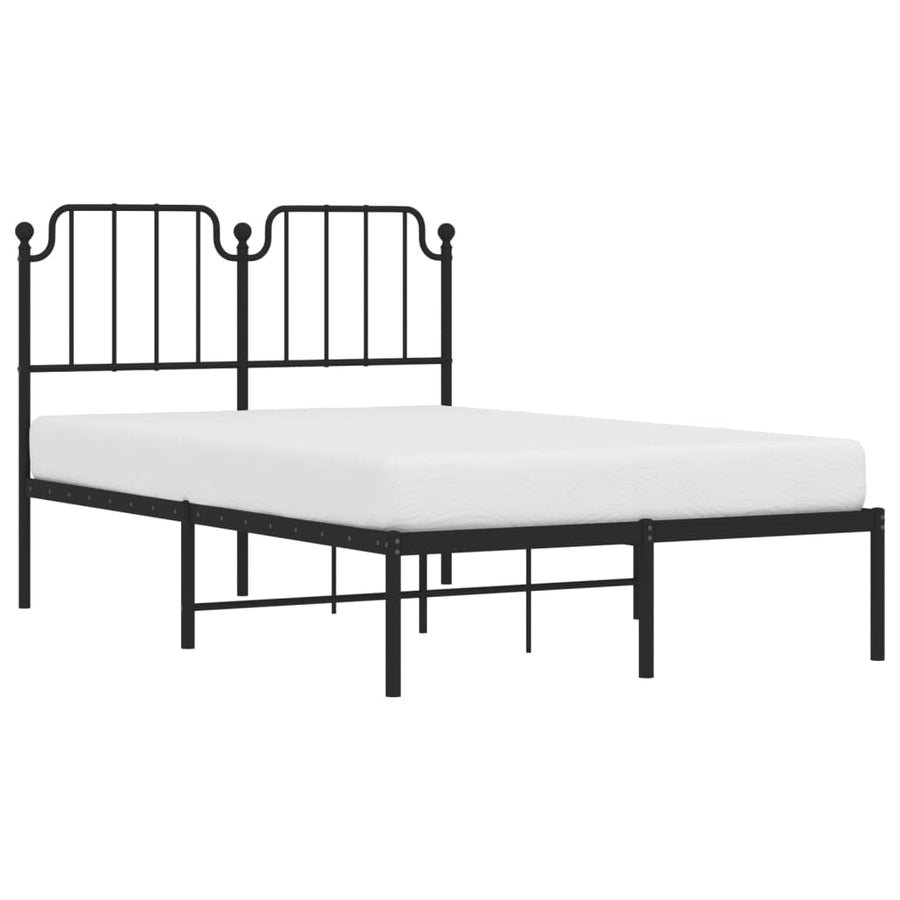 Bedframe Metaal 120 x 200 cm Zwart met hoofdbord