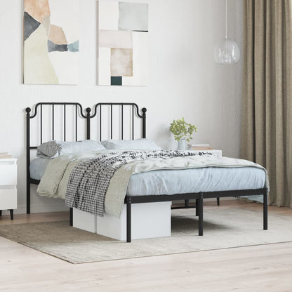 Bedframe Metaal 120 x 200 cm Zwart met hoofdbord