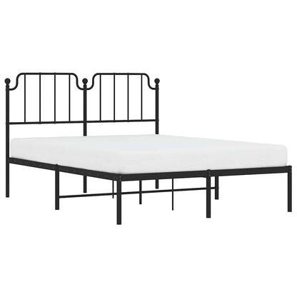 Bedframe met hoofdbord metaal zwart 135x190 cm