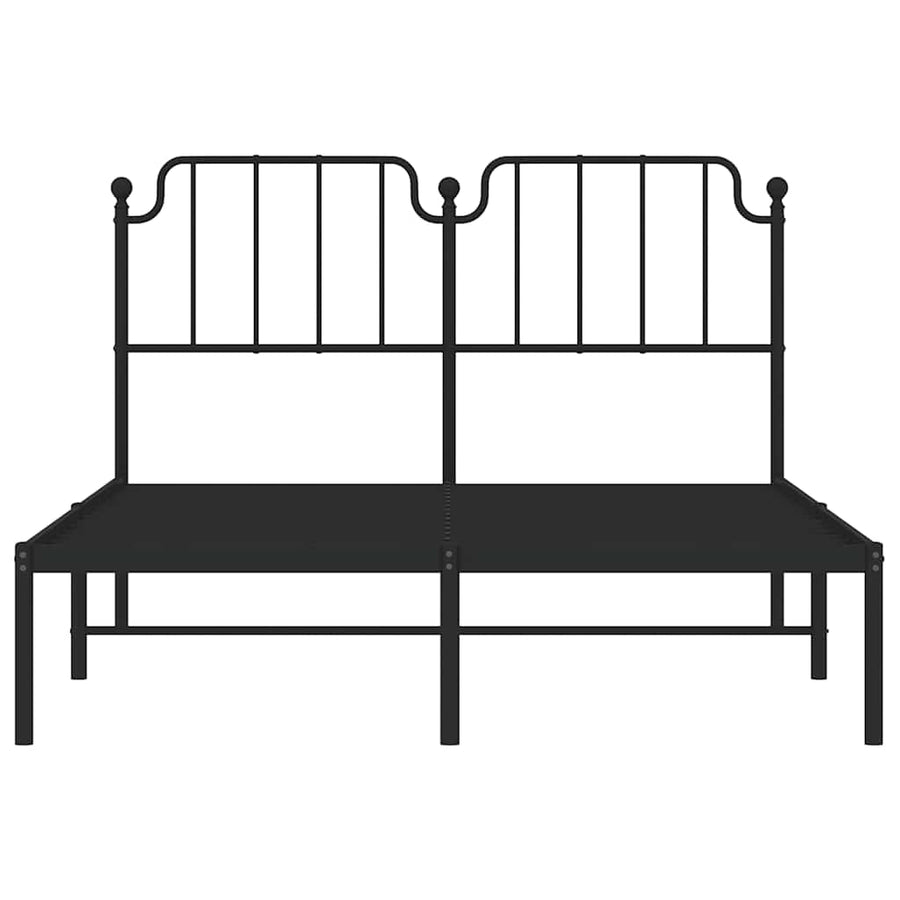 Bedframe met hoofdbord metaal zwart 135x190 cm
